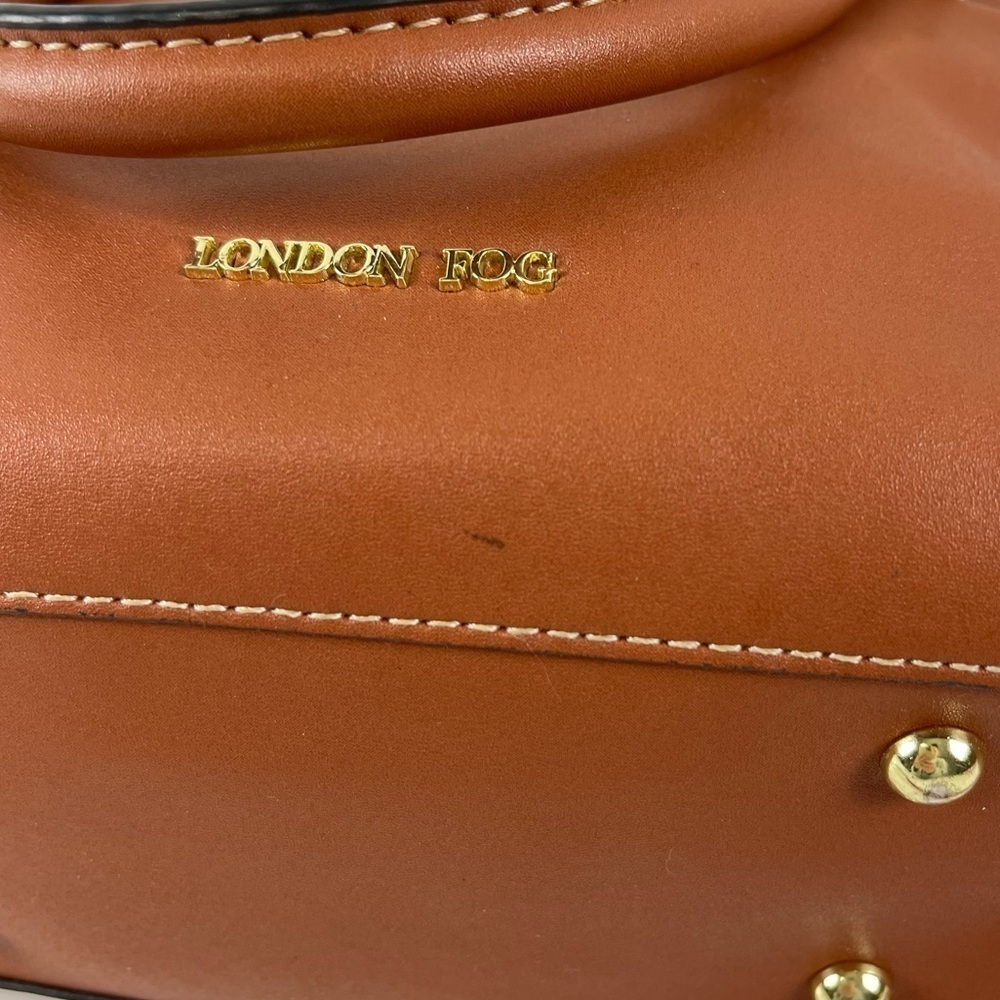 London Fog Satchel Tan Cognac Color Crossbody Multiple Pockets Sections - Picture 11 of 14